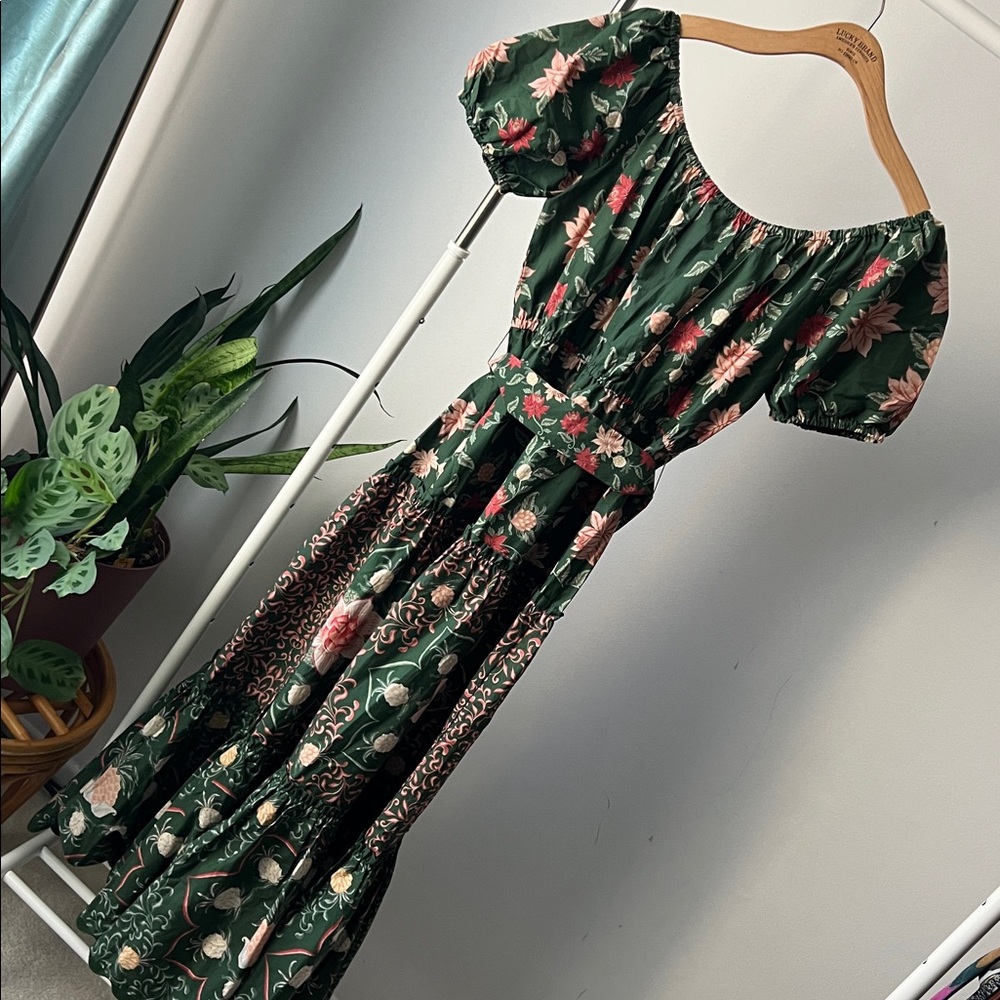 FARM RIO GARDEN GREEN MAXI DRESS L - Picture 6 of 14